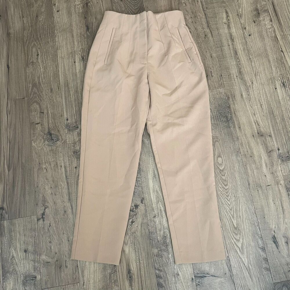 NWT ZARA High-Waisted Tan Trousers Work Career Wear Pants